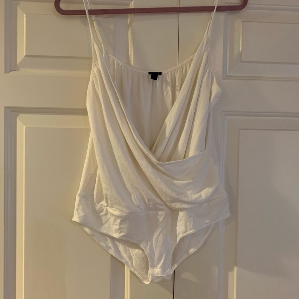 J Crew White faux wrap bodysuit